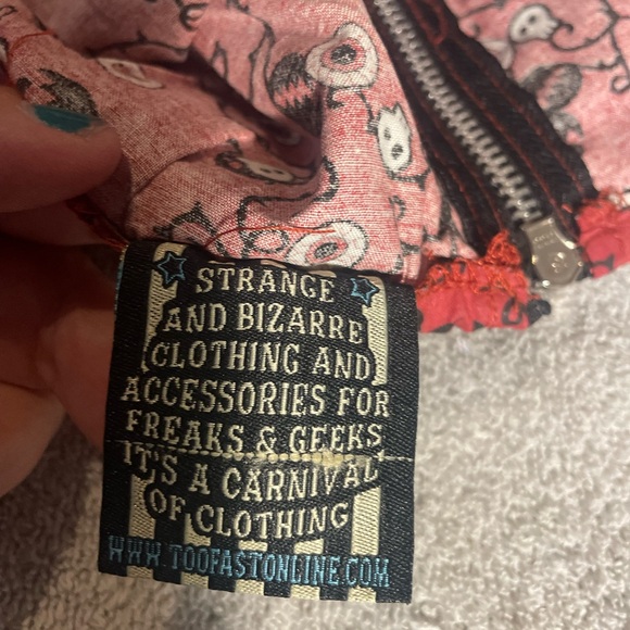 Too Fast Red Ruffled strapless top - Picture 4 of 11